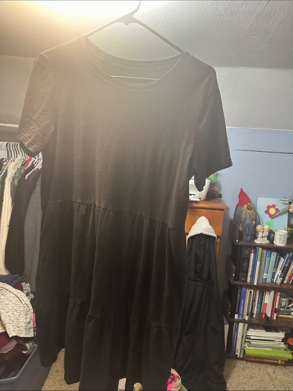 GAP Black Midi Tiered T‑Shirt Dress
